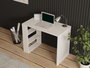 Hanah Home Mesa de Estudio Escandinava Blanca con Numerosos Estantes, 90x50x70 cm, Tablero Melamina 18mm